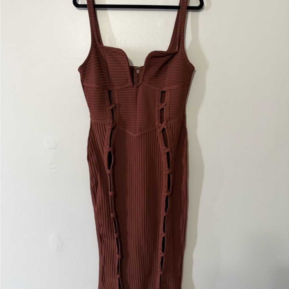 Fashion Nova Chocolate Cutout Midi Dress